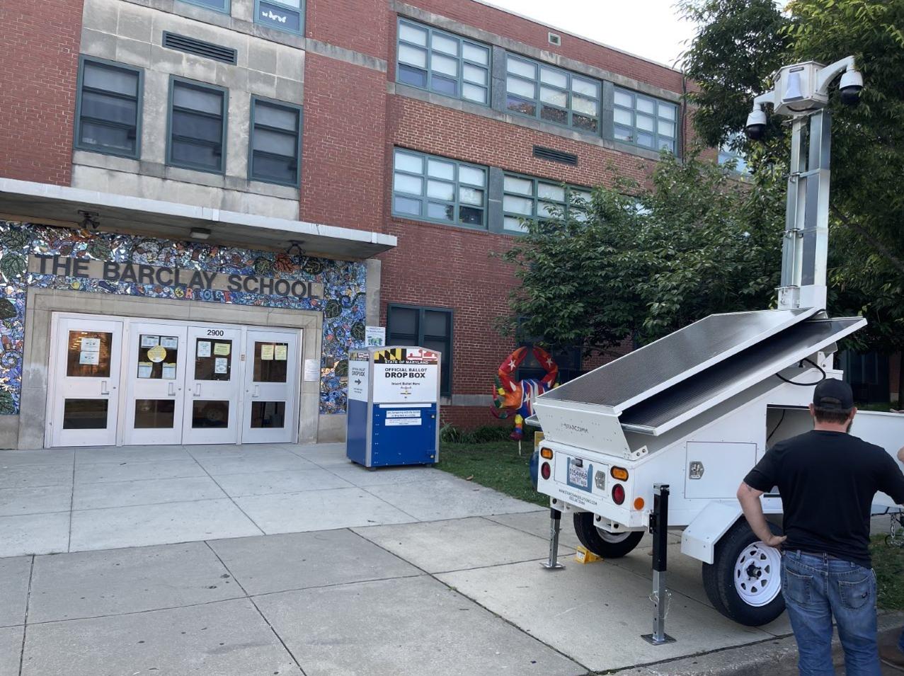 mobile surveillance trailer at school